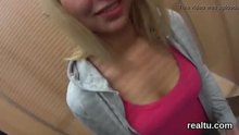 Adorable czech teenie was tempted in the mall and poked in pov
